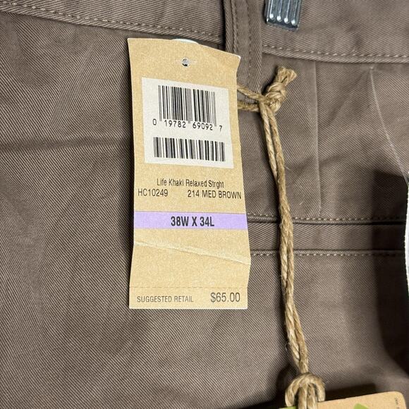 Life Khaki Pants Mens 38x34 Medium Brown Relaxed Straight Leg New NEW - Picture 5 of 7